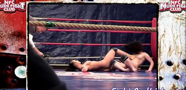  European babes wrestling in a boxing ring